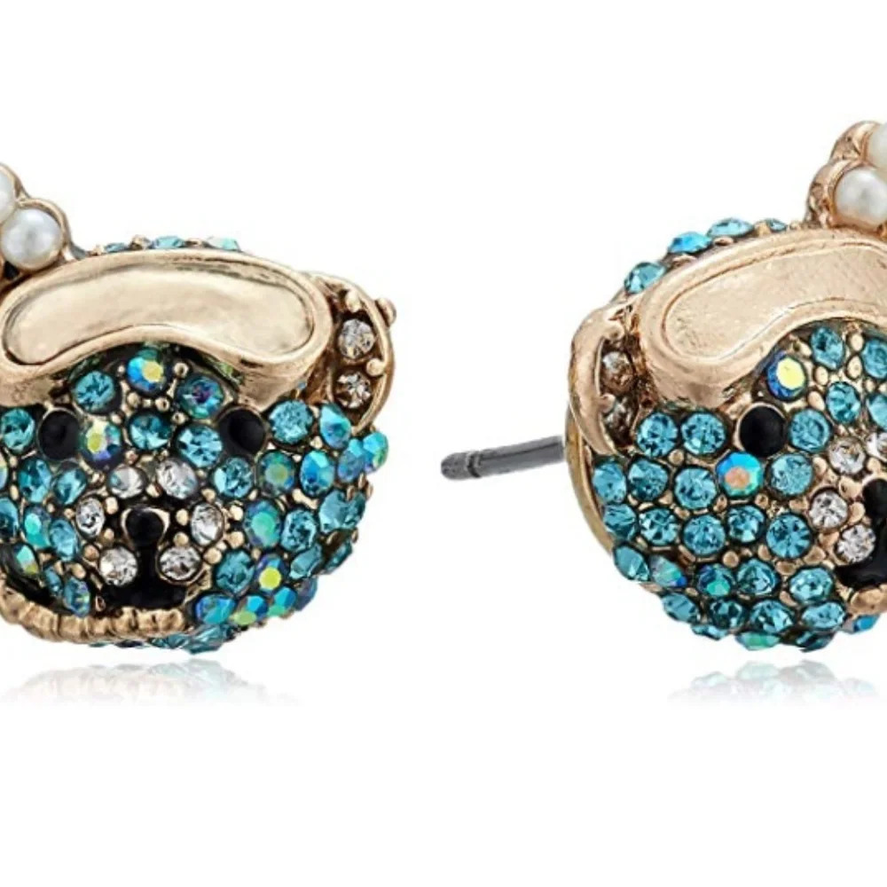 Betsey Johnson Blue Scuba Bear Stud Earrings - Picture 2 of 4